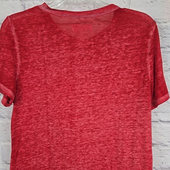Coca Cola Women's Red Graphic Tee Semi-Sheer Burnout Knit Top Casual T-shirt L - Picture 5 of 6